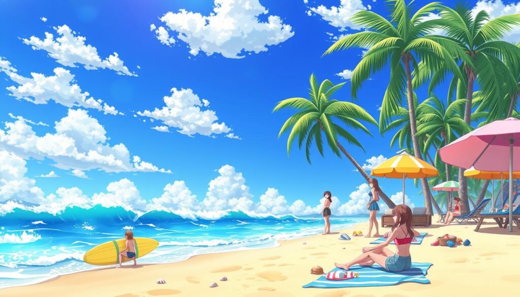 anime art ai generator beach